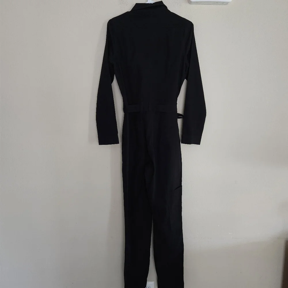 Wash Lab Womens Long Sleeve Black Hi-Bar Denim Jumpsuit Size Small - Picture 3 of 13